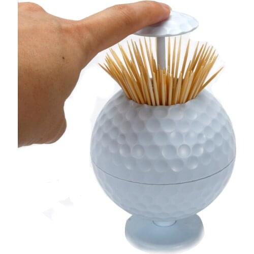 Golf ball Toothpick Pressing Automatic Toothpick Box Personality Portable Toothpick Bucket free shipping
