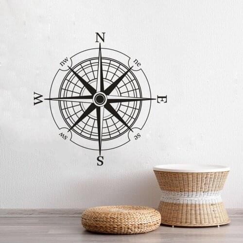 Wall Stickers Of Nautical Compass Sea Ocean Ross Compass Wall Decal Sailing Compass Pattern Wall Art Poster Murals AF083