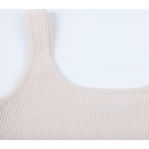 Sexy Strap Cotton Sleeveless Crop Length Tank Tops DLDD032
