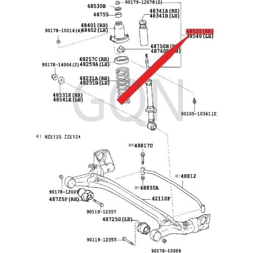 Right rear shock absorber assembly 2000-Toy ota COR OL LA rear engine RH/LH shock absorber shock absorber assembly