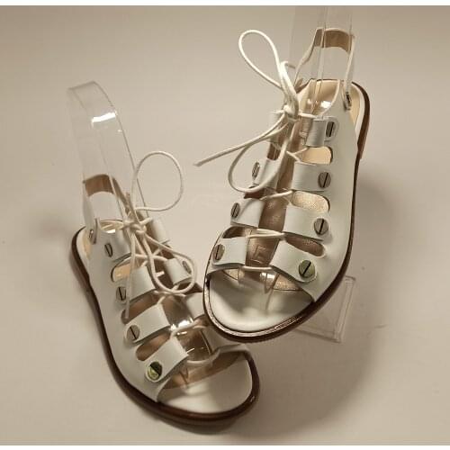 Women Genuine Leather White Sandals Spring Summer Beach Shoes Fashion Lightweight Comfortable Design Flat