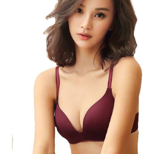 Sexy Deep V Bra Without Underwire Small Chest Adjustable Shoulder Strap Push Up Bra Gather Shockproof Soft Breathable Bralette