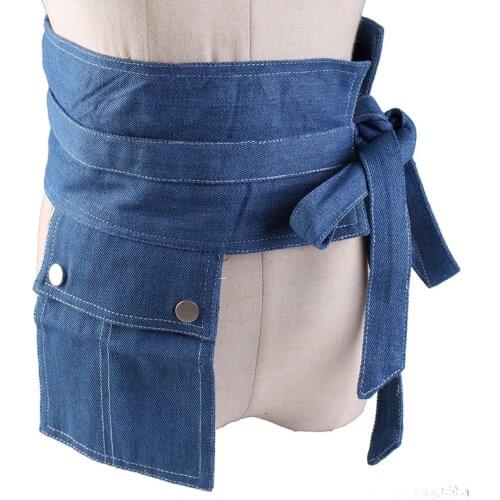 HATCYGGO Denim Wide Corset Jeans Women Belts With Pocket Leisure Cummerbund for Party Dresses Female Belts Clothing Accessories
