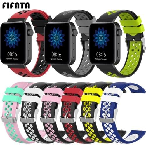 FIFATA 18MM Double Color Silicone Replacement Strap For Xiaomi Mi Watch Wrsitband For Xiaomi Smart Watch Watch Band Accessories