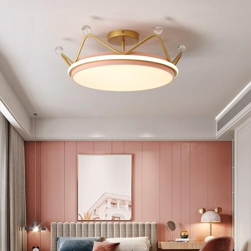 European and American style bedroom modern led childrens room lighting princess room crown creative room ceiling lamp LX112416