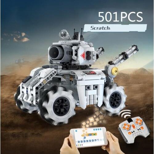 Technical 2.4Ghz rc building block scratch tank robot stem brick APP radio remote control vehicle educational toys for gifts