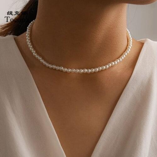 Tocona Luxury Pearl Stone Clavicle Chian Necklace for Women Charms Shell Handmade Adjustable Party Summer Jewelry Collar 15365