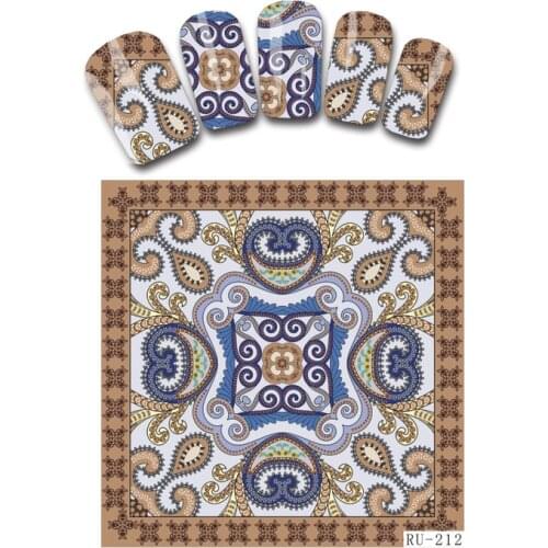 UPRETTEGO NAIL ART BEAUTY WATER DECAL SLIDER NAIL STICKER VINTAGE RUSSIAN ORNAMENTS CHURCH PATTERN RU212-217