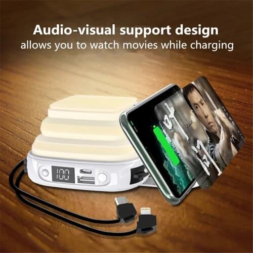 10000mAh Power Bank External Battery Charger Mini Powerbank Built in Cable For Huawei Xiaomi iPhone 12 11 Samsung S20 Poverbank