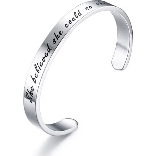 Engraved Chicken Soup for The Soul Words Cuff Bracelets for Women/Men Stainless Steel Open Bracelets & Bangles