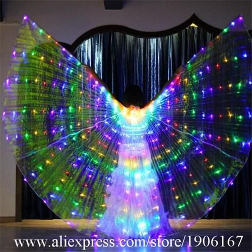 Colorful LED Luminous Light Up Cloak Wings Halloween Christmas Led Illuminated Belly Dance Cloak Party Event Stage Props Dress