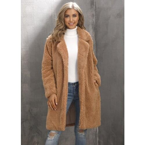 Fall/winter womens suit collar coat coat women mid-length plush fur coat coat women