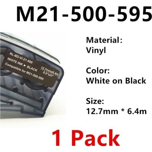 1Pack M21 500 595 Vinyl Label Ribbon White On Black For BMP21 PLUS BMP21 LAB Printer Label Tape Maker Wire Marking Sleeves