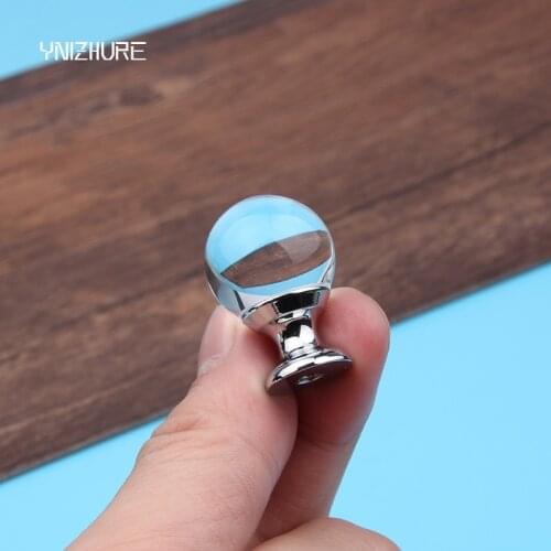 10pcs 20mm Smooth Ball Shape Design Transparent Crystal Glass Knobs Cupboard Drawer Pull Door Kitchen Cabinet Wardrobe Handles