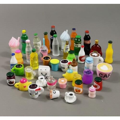 12pc Mini 3D Cup Bottle Milk Box Miniature Dollhouse Ornament Toy Home Craft Fairy Bonsai Decor Cake Decoration DIY Accessories