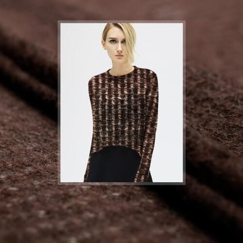 120cm width 120g/m coffee color knitted 100%mohair wool lace spring autumn sweater DIY clothes fabrics Freeshipping