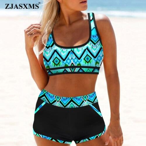 2021 Summer Print Patchwork Bikini Swimsuit Women Backless High Waist Shorts Beachwear Sets Female Beachwear Bathing Suit Bather