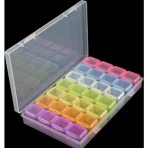 28 Grids Nail Art Storage Box Plastic Storage Box Jewelry Beads Diamond Accessories Nail Art Rhinestone Bead Tool Storage Box