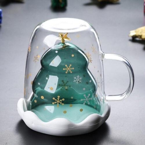 300ml Snowflake Clear Glass Coffee Cup Whiskey Beer Double Layer Mug Drinkware