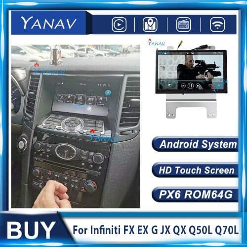 Car multimedia dvd player For Infiniti FX EX G JX QX Q50L Q70L CAR GPS navigation Car stereo Tesla style Car adio player Android
