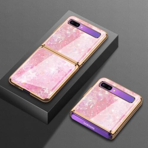 For Samsung Galaxy Z Flip Shell Patterned Tempered Glass Mobile Phone Case For samsung galaxy z flip 5G Funda Shockproof Cover