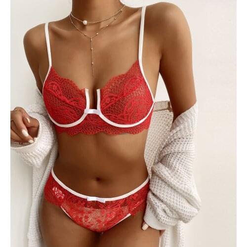 Sensual Lingerie Woman Underwear Transparent Lace Sexy Lingerie Set Plus Size Porn Corset Bra Brief Exotic Sets Womens Clothing