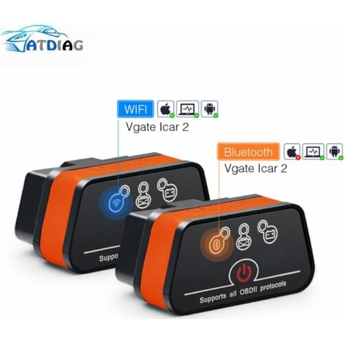 Vgate iCar 2 ELM327 Wifi/Bluetooth OBD2 Diagnostic Tool for IOS iPhone/Android Icar2 Bluetooth wifi ELM 327 OBDII Code Reader