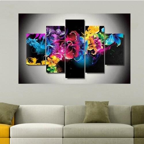 Diy 5 parts / sentence mosaic of 5d diamond embroidery beautiful flower magic diamond painting cross stitch multi picture decor