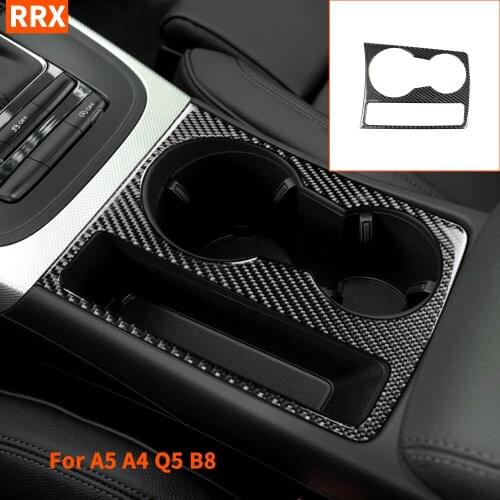 For A4 B8 2009-2016 A5 2008-2017 Q5 2009-2017​ Carbon Fiber Sticker Cup Holder Frame Decorative Cover Cupholder Car Accessories