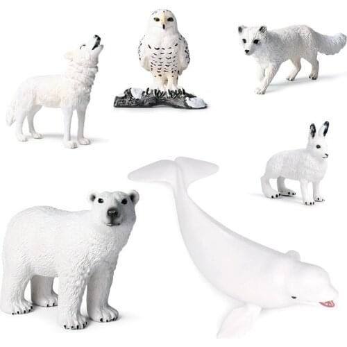 Sea Animals Figurines Handmade Big Size Model White Bear Whale Fox Wolf Boys Gift Toys Home Enlightenment Decoration