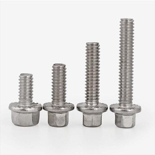 Stainless steel flange outer bolt with gasket antiskid screw m5m6m8m10m12 * 16-20-60mm