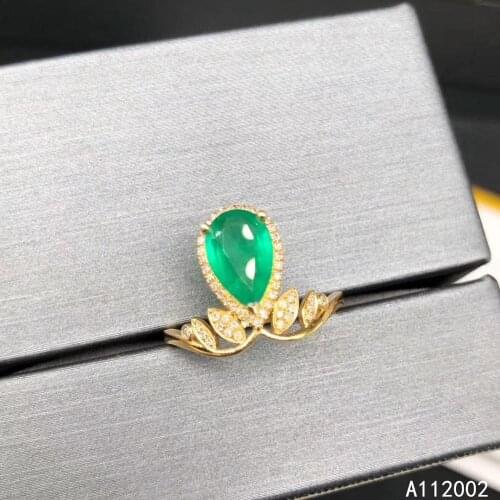 KJJEAXCMY fine jewelry natural Emerald 925 sterling silver new adjustable gemstone women ring support test fashion elegant