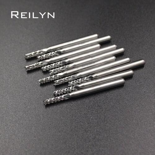 10 pc 2.5x10.5x3.175mm end mill PCB milling cutter CNC cutter mini drill bit Tungsten Carbide router PCB routering tool