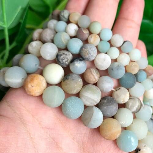 4-12MM Natural Stone Frosted Colorful Amazonite Round Loose Matte Beads for Jewelry Making Handmade Diy Bracelet Necklace 15