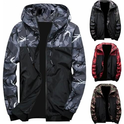 Hot Spring Autumn Mens Jackets Camouflage Hooded Coats Casual Zipper Male Windbreaker Men Clothing Jacket Hooded Zipper Coat