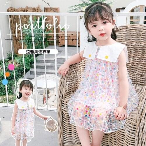 Summer yarn color dot childrens skirt wholesale childrens casual dress cool summer childrens skirt trend