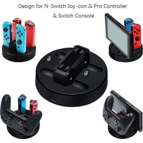 For Nintendo Switch Multifunctional Charger Joy-Con Handle Four Charge Pro Controller Charger Console Charging Dock
