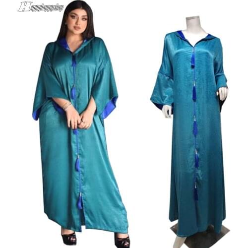 Fashion Muslim Women Hooded Hijab Loose Long Dress Dubai Abaya Autumn Flannel Clothing Turkish Kaftan Morocco Ethnic Vestidos