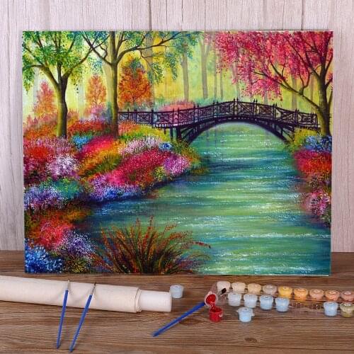 Natural Scenery Elysian Bridge Coloring By Numbers Painting Set Acrylic Paints 40*50 Paiting By Numbers Home Decor For Art