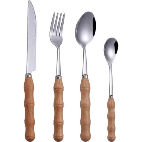 Stainless Steel Tableware Set,Wood Handle Dinnerware,Knife/Fork/Spoon Set,Flatware Sets,Cutlery Set