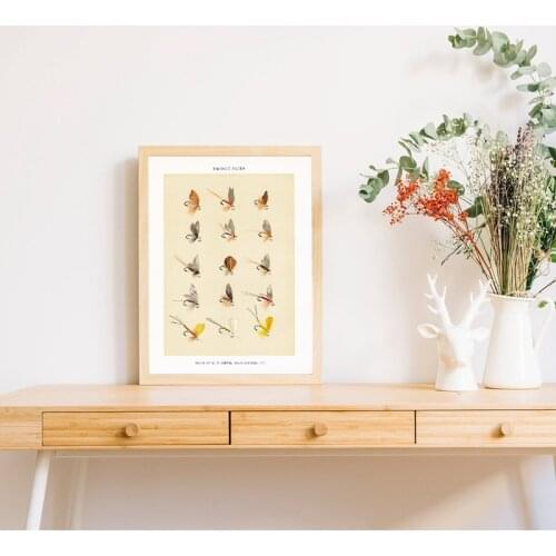 Fly Fishing From 19 Century Vintage Poster Canvas Prints Retro Wall Art Canvas Painting Picture Home Wall Decoration Gift Idea