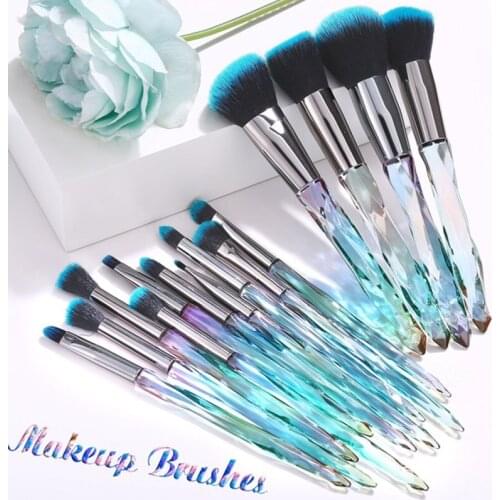 New Hot Makeup Brushes Transparent Diamond Tool Set Crystal Handle Gradient Eye Shadow Blush Brush Foundation Makeup Brushes