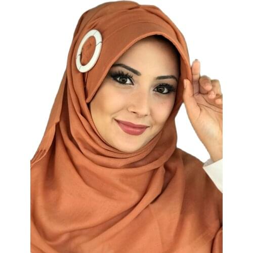 New Fashion Hijab 2021 Women Muslim Chiffon Headscarf Islamic Turban Scarf Sayf Model Open Copper Buckle Womens Hat
