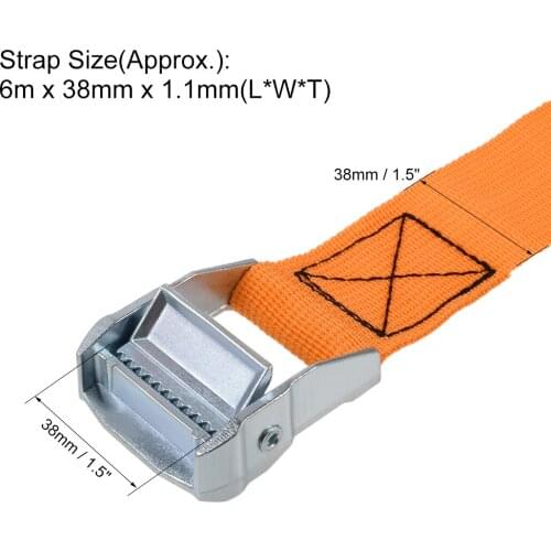 Uxcell Lashing Strap Cargo Tie Down Straps with Cam Lock Buckle Up to 1102lbs 5' - 20' Length 4pcs 38mm x 6M
