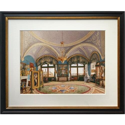 Hand-mounted black framed interior scene decoration painting