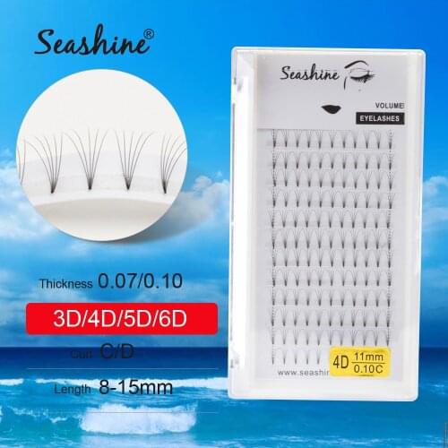 Seashine Volume Lashes Pre Made Fans Short stem Eye Lashes Extension 0.07/0.10 C/D 8-15mm Lashes Extension