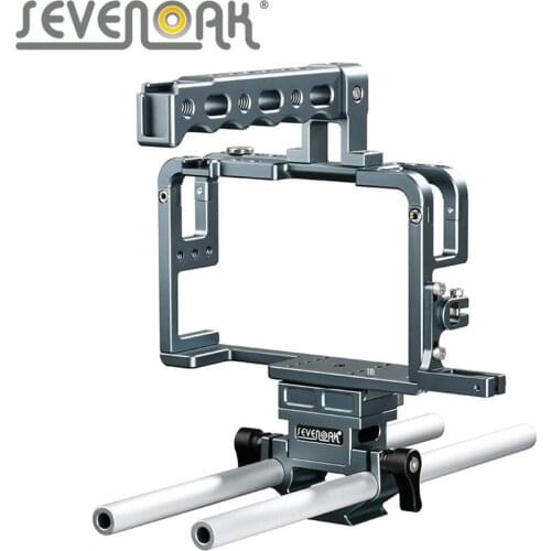 Sevenoak SK-GHC20 Aluminum Camera Cage with Top Handle Grip and Shoe Mount 15mm Rods for Camera Rig Panasonic Lumix DMC-GH3, GH4