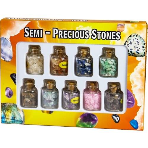 9 Bottles Natural Gravel Stones Semi-precious Stones Mini Glass Wishing Bottles Specimens Lucky Drifting Bottle Birthday Gifts