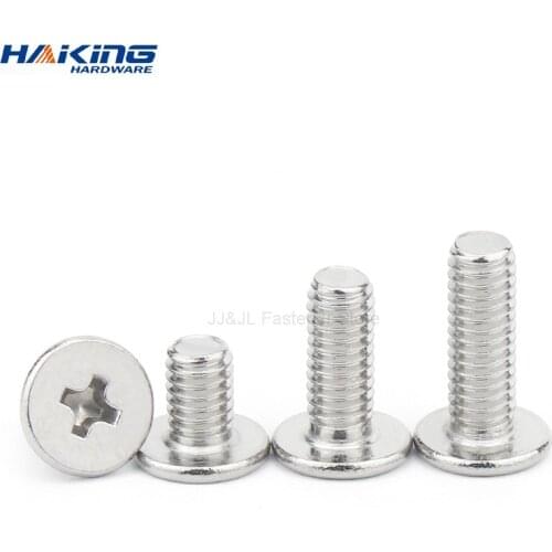 10/25 PCs cm m1.4 m1.6 M2.5 m3 M4 M5 M6 A2 304 cross stainless steel Phillips ultra-thin ultra-low flat round head bolt