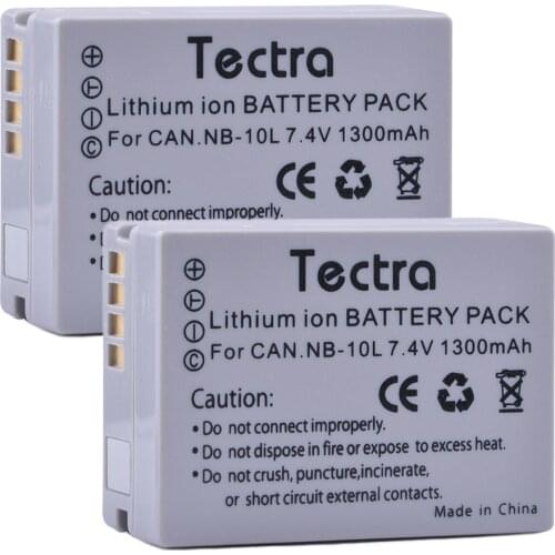 Tectra 2Pcs NB-10L NB10L NB 10L Replacement Li-ion Battery for Canon G1X G15 G16 SX40HS SX50HS SX60HS SX40 SX50 SX60 HS Cameras